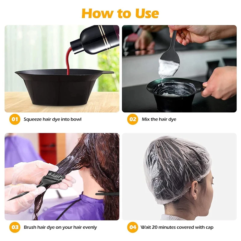 Professional Hair Dye 3Pcs Set with Mixing Bowl