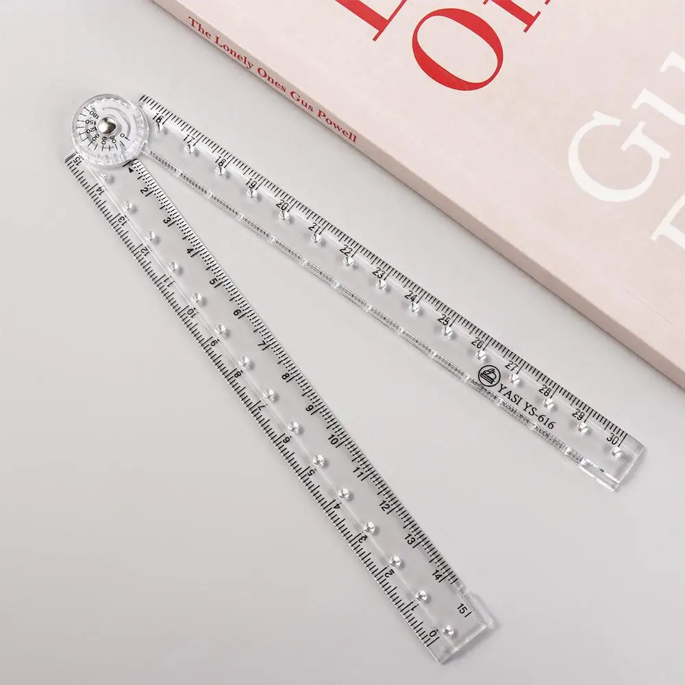 

Office Supplies Multifunctional Angle Measurement Ruler Design Drawing Ruler Clear Folding Ruler Geometry Measuring Ruler