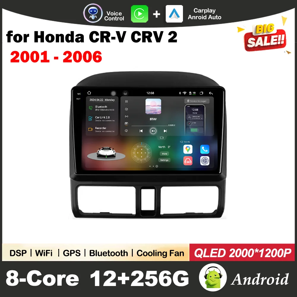 

Android System Car Radio Multimedia Player HD Touch Screen Wireless CarPlay for Honda CR-V CRV 2 2001 - 2006 Wifi Navigation GPS