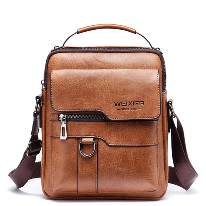 Classic Vintage Men Shoulder Bag Leather PU Business Men Crossbody Bag High Quality Designer Handle Handbag for Men Travel Bag