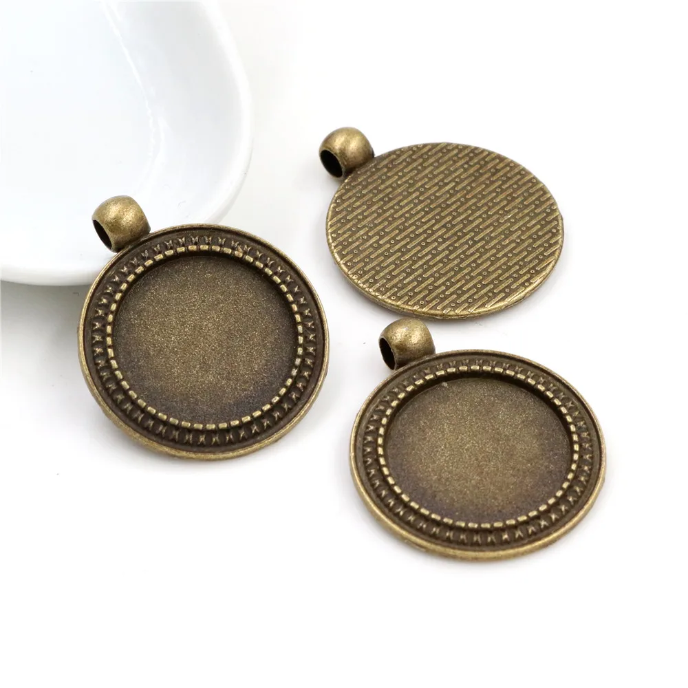 العتيقة الفضة مطلي البرونزية Charms قلادة ، النمط الكلاسيكي كابوشون قاعدة الإعداد ، 20 مللي متر الحجم الداخلي ، 10 قطعة #4