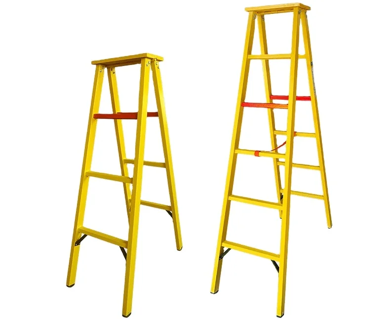 Factory Direct High Safety Yellow FRP Double-Sided Agility Folding Ladder High Voltage Fiberglass Roll Out Ladder