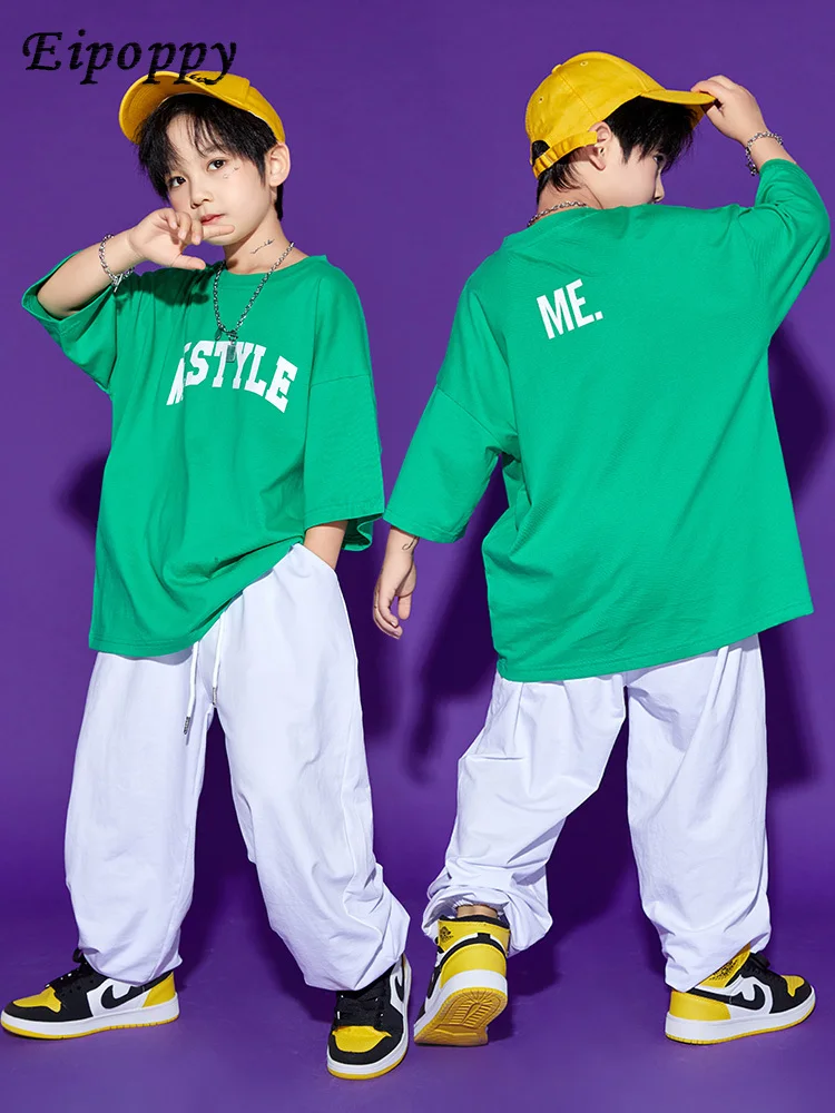 بدلة أطفال فضفاضة بأكمام قصيرة ، ملابس هيب هوب عصرية للأولاد ، وسيم