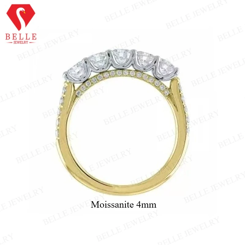 S925  Moissanite  Ring Round Brilliant Cut 14K/18K Gold Plated Ring Jewelry Gift for Weddings and Anniversaries