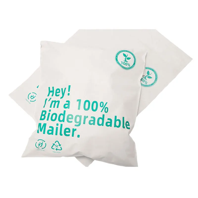 Relcheer Organizer Compostable Express Clothing Courier Bag Fully Biodegradable White Logistics Delivery Mailing Postal Pouch