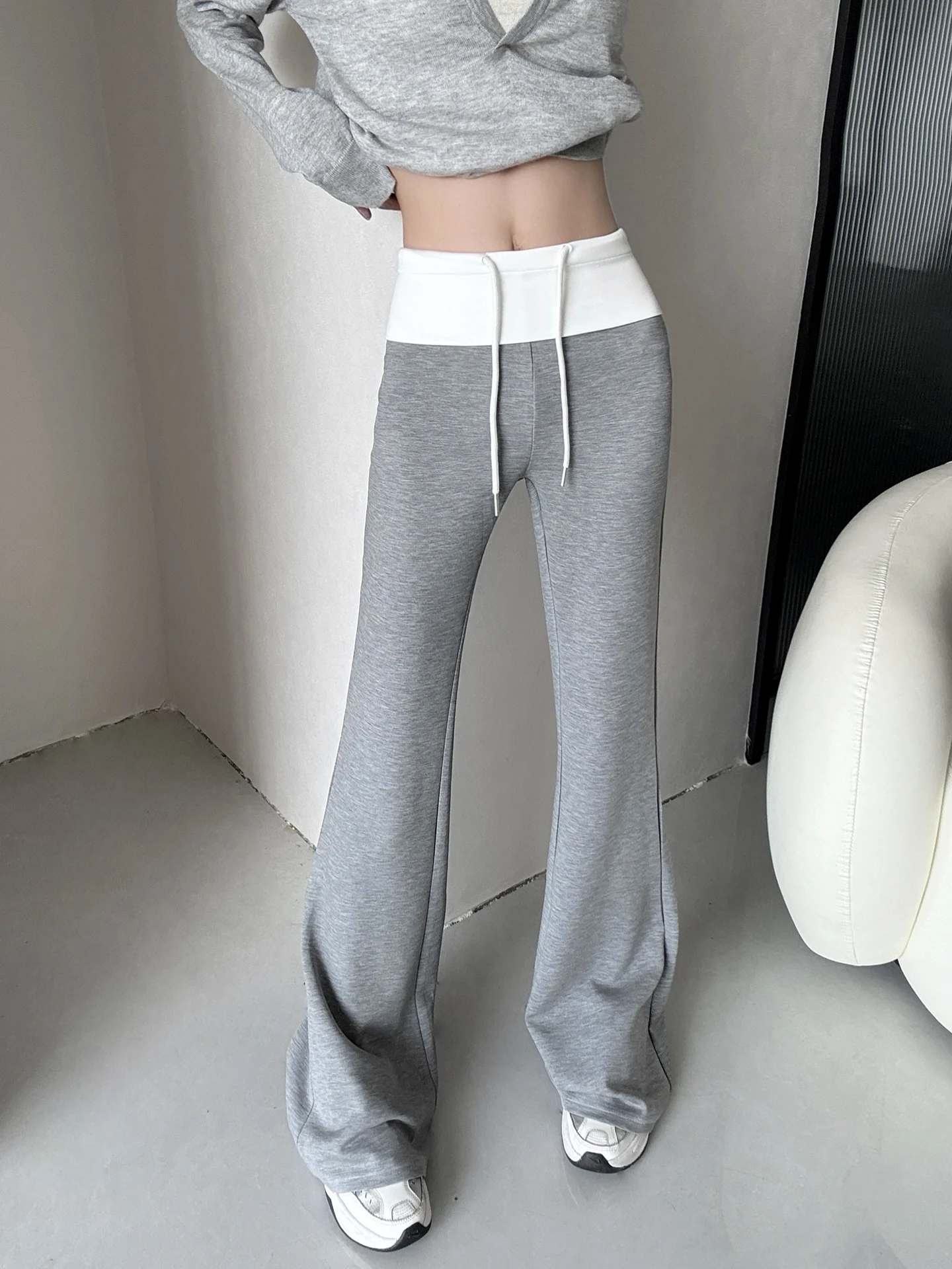 MianCun Slimming High Waist Casual Sports Pants Women's Loose Fit Patchwork Wide Leg Pants Comfortable Breathable Trousers
