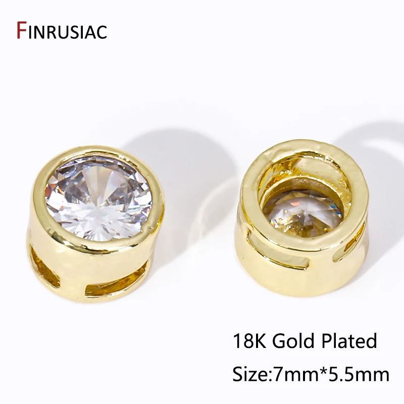 Trendy 18K Gold Plated Inlaid Zircon Spacer Beads Loose Beads For DIY Bracelet Bead Jewelry Making Supplies Wholesale