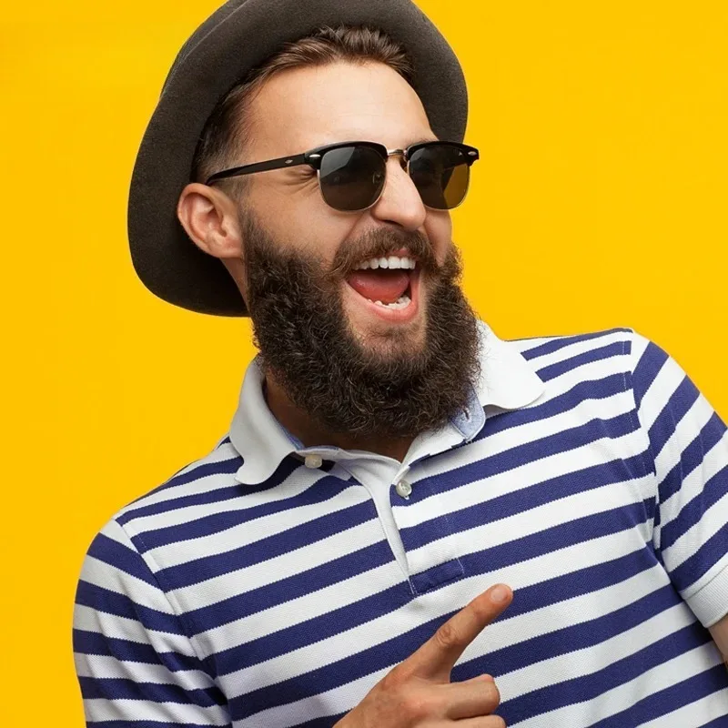

Retro Rivet Small Sun Glasses Male Classic Half Frame Polarized Sunglasses Men Women Popular Black Anti Glare Travelling Shades