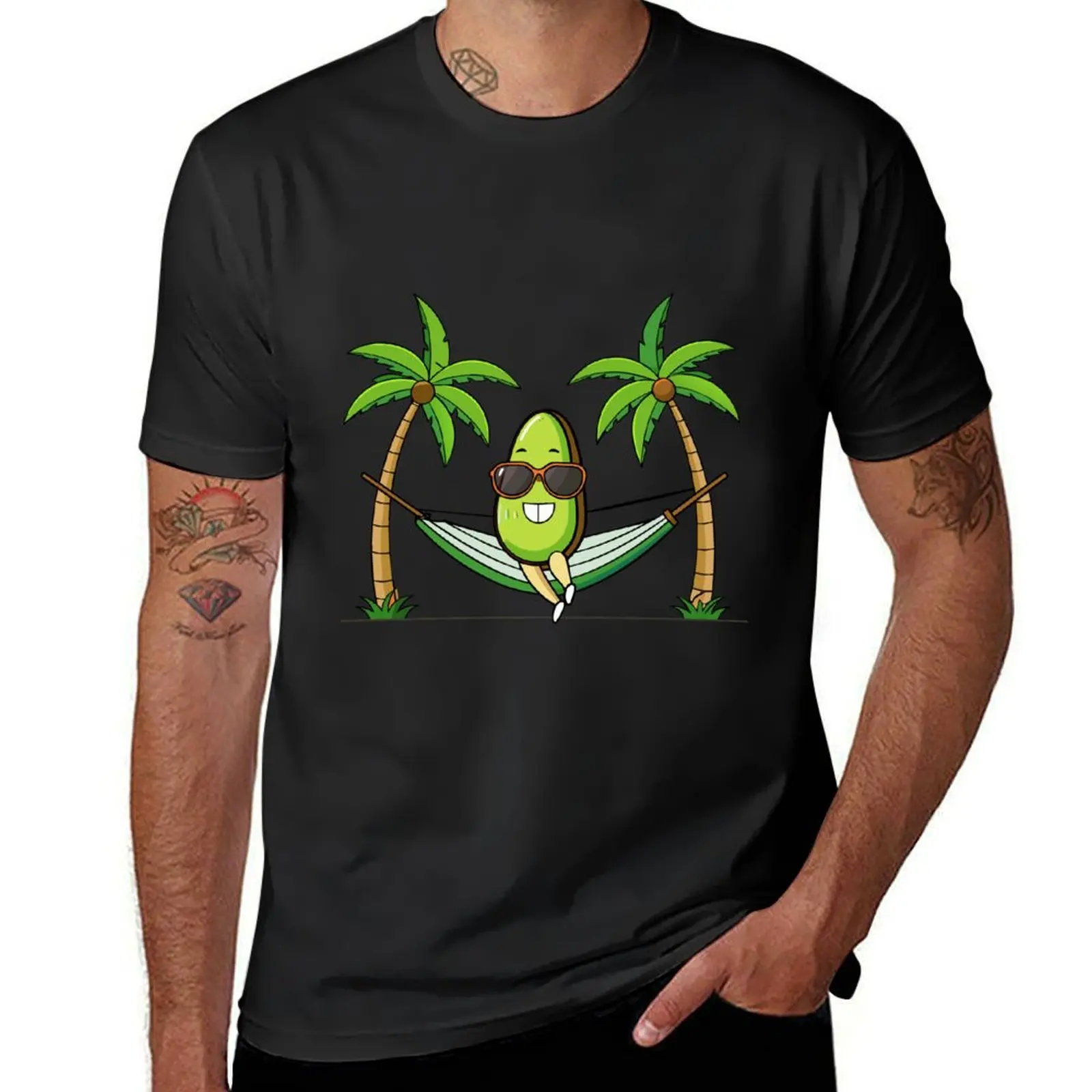 Avocado Lounging in a Hammock with Sunglasses T-Shirt aesthetic clothes sweat slim fit t shirts for men