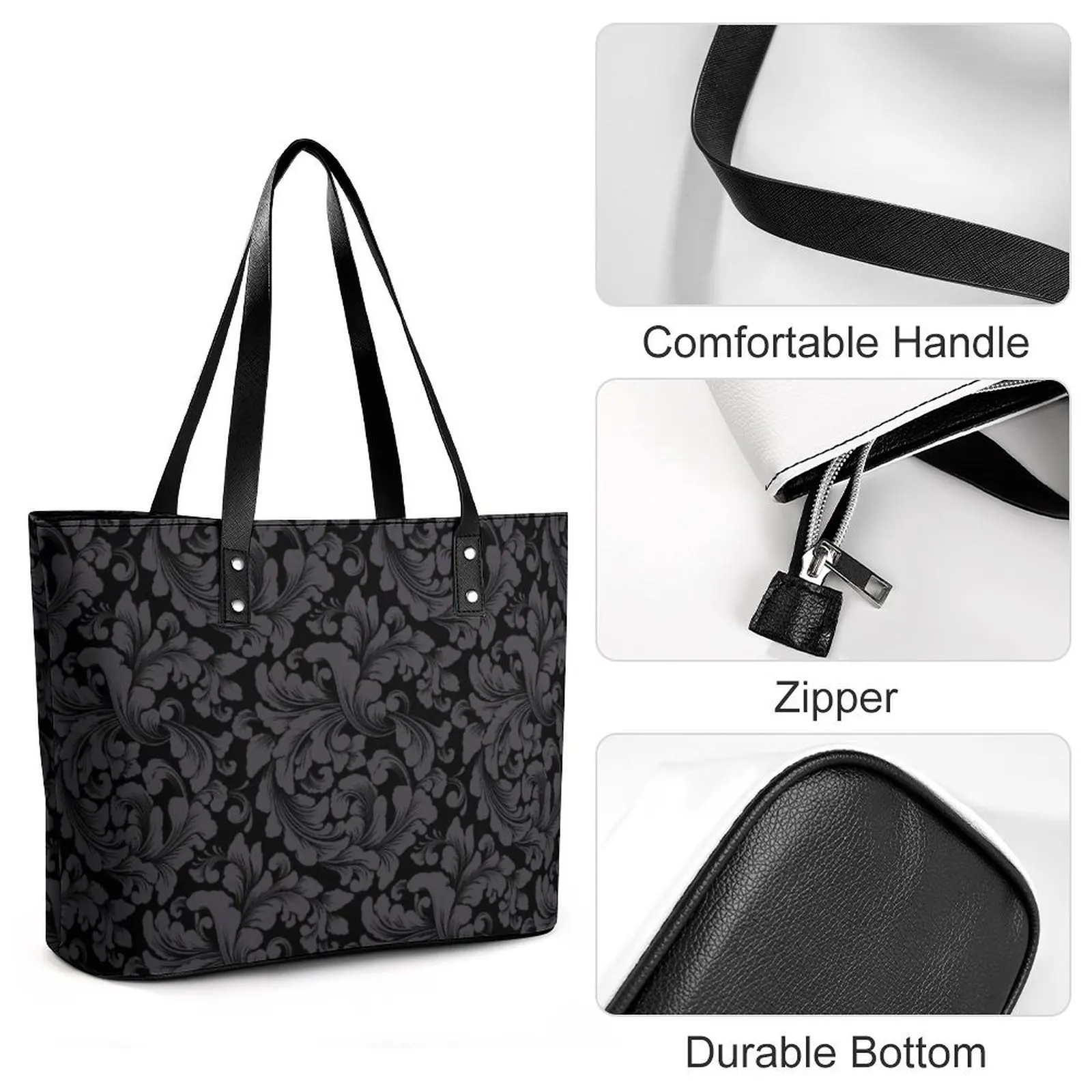 Abstract Flower Handbags Luxury Vintage V-Versaces PU Leather Shoulder Bag Female Office Tote Bag Belt Aesthetic Shopper Bags