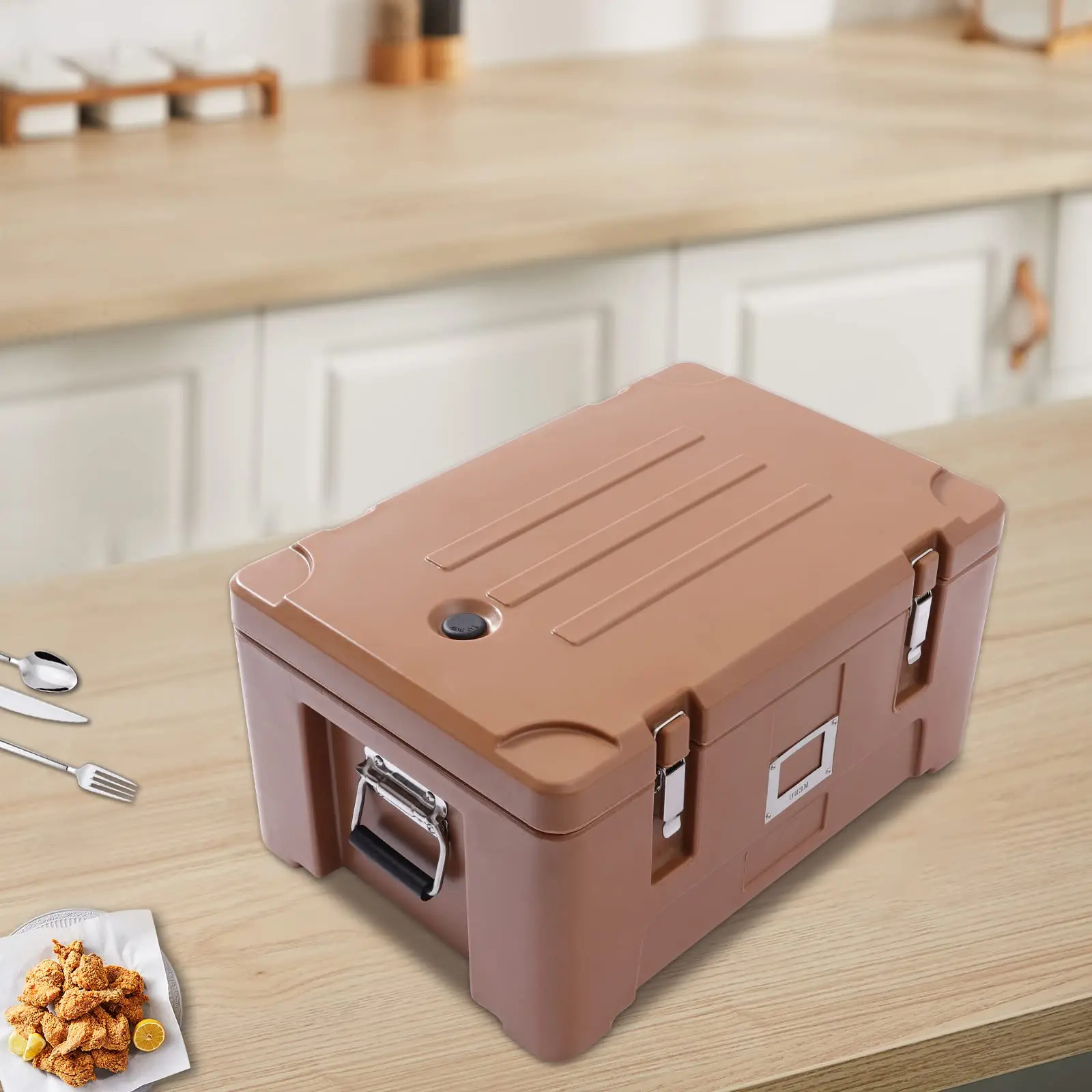 Transportador de panela de alimentos isolado de 31 quartos, caixa quente empilhável para catering, recipiente aquecedor de alimentos isolado com 3 removíveis de aço inoxidável