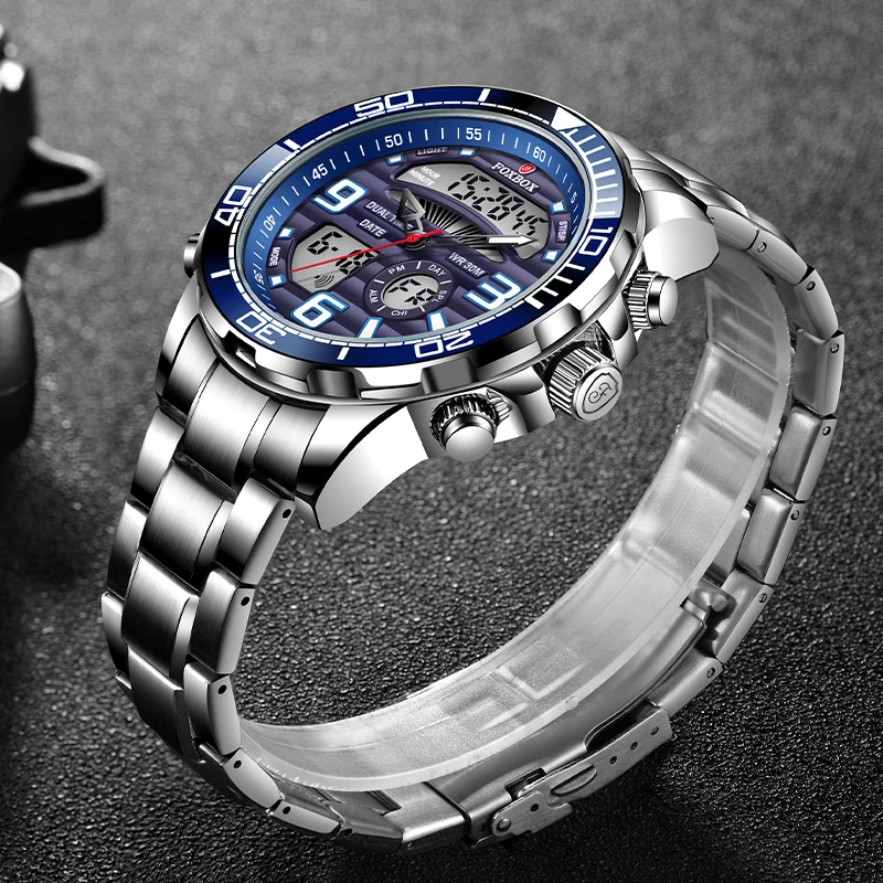 2023 LIGE New Digital Mens Watches Top Brand Foxbox Luxury Sports Quartz Wrist Watch For Men All Steel Military Waterproof Clock