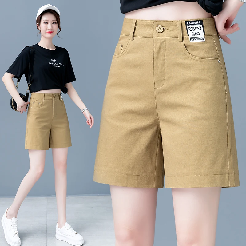 

High Waist Five Inch Shorts Women's Summer Casual Thin Cotton Wide Leg Pants Breathable Comfortable Korean Style Commute