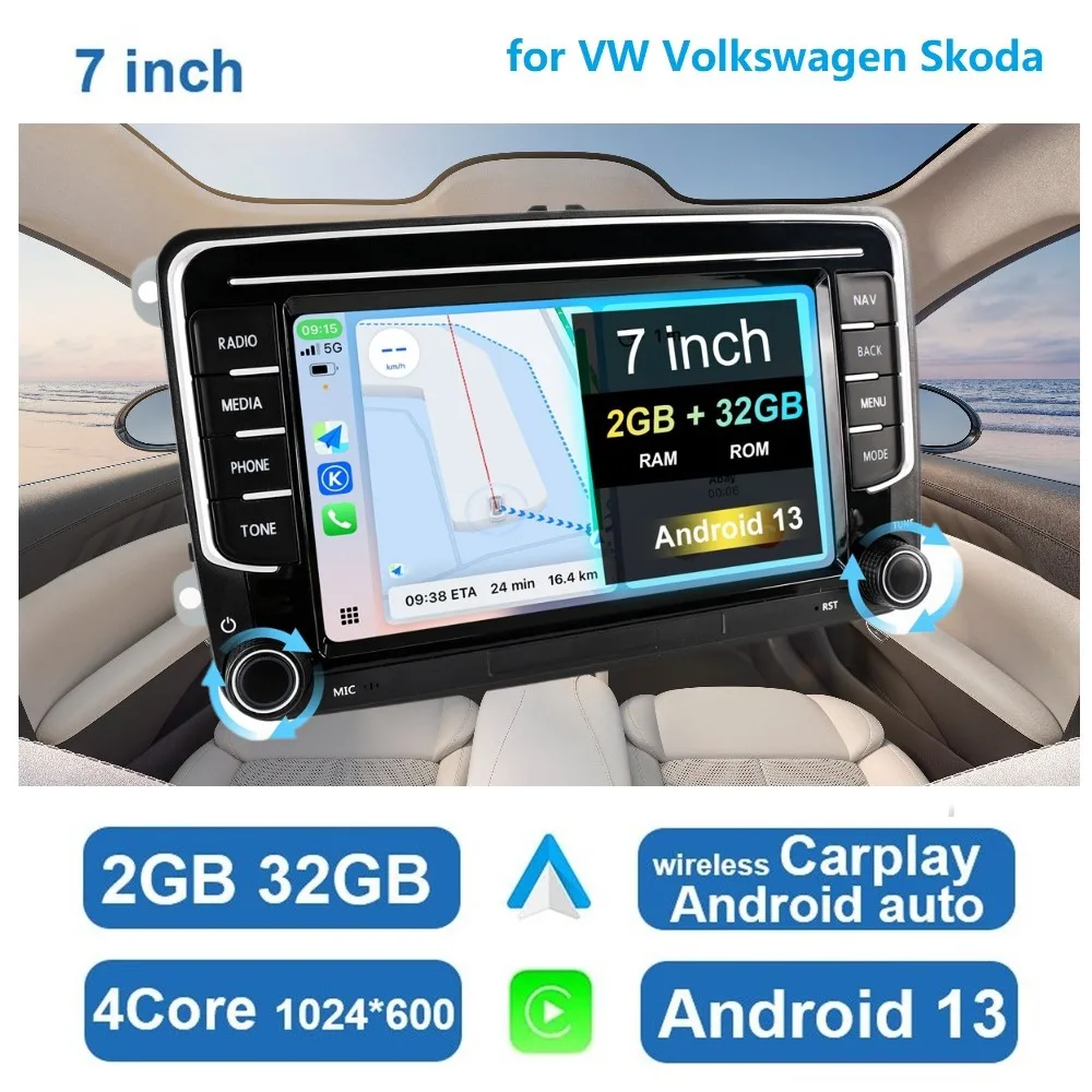 7-дюймовая автомобильная стереосистема 2Din для Volkswagen Golf 5 6 Polo Carplay Android Auto Car Radio для VW Passat B6 Beetle Touran Scirocco Screen 7-дюймовая автомобильная стереосистема 2Din для Volkswagen Golf 5 6 Polo Carplay Android Auto Car Radio для VW Passat B6 Beetle Touran Scirocco Screen