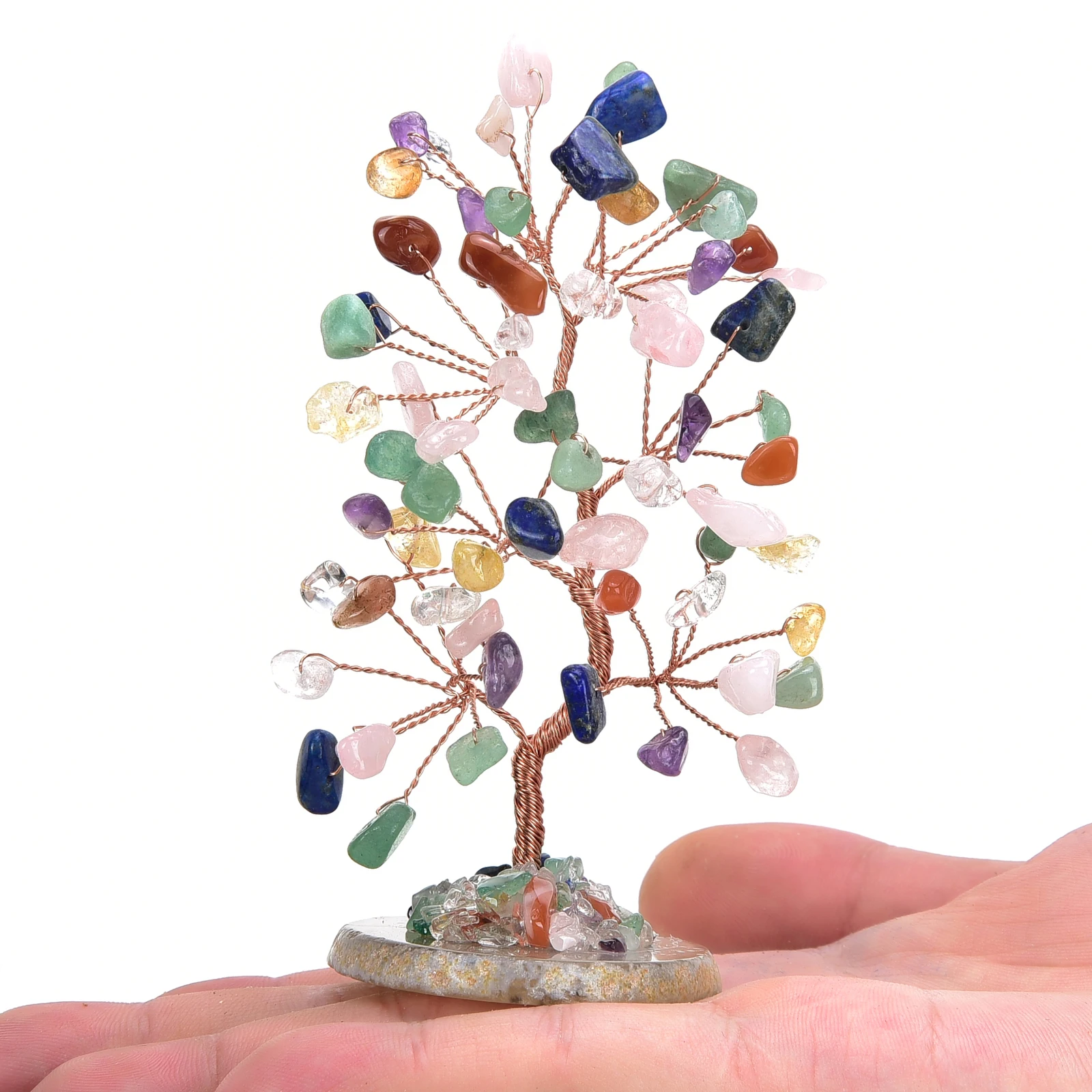 Lucky Crystal Tree Random Stone Base Natural Crystal Money Tree for Positive Energy Crystal Tree Home Office Decoration