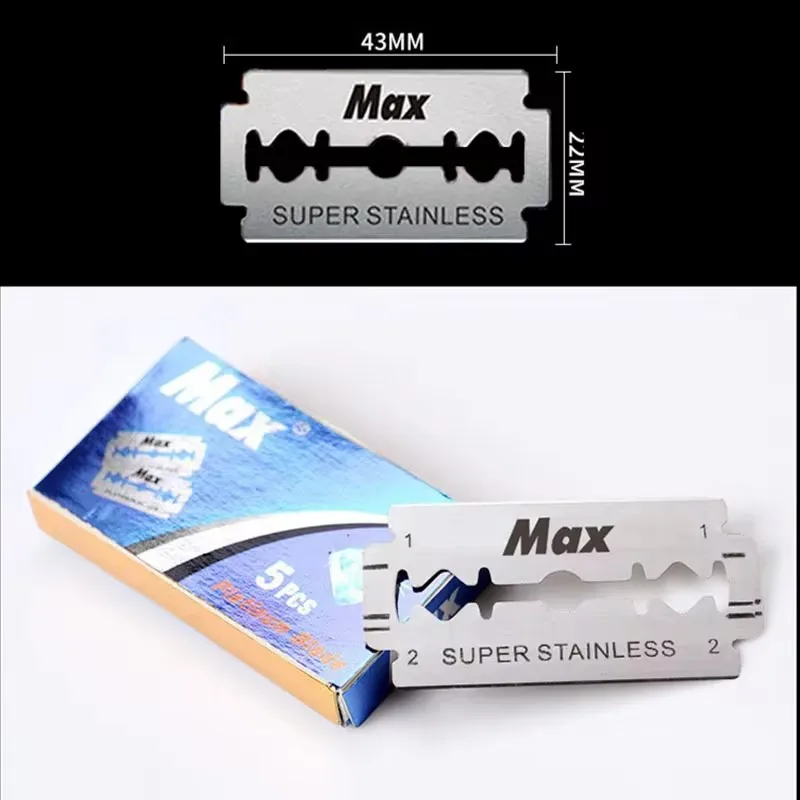 KVIFO（ 1 + 5/10/50/100 Pcs ）Manual Shaver for Men Barbershop Razor Stainless Steel Shank Is Easy To Use Safety Razor