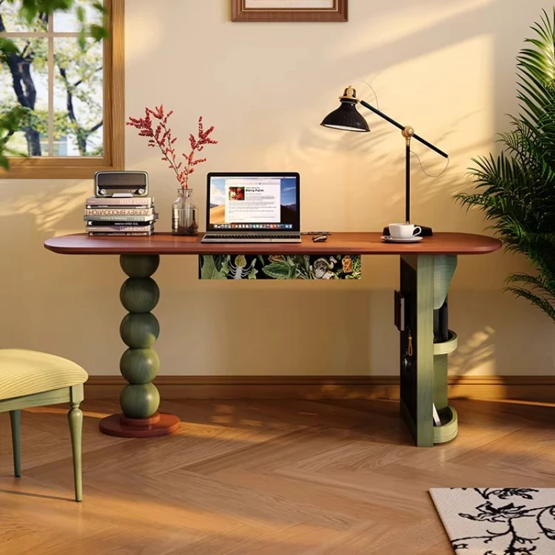 

Hole board integrated desk with drawers retro desk shelf computer desk