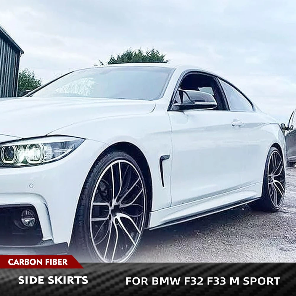 

For BMW 4Series F32 F33 M Sport 2Door Coupe Convertible 2014-2017 Carbon Fiber/ ABS Glossy Black Side Skirts Extension Apron