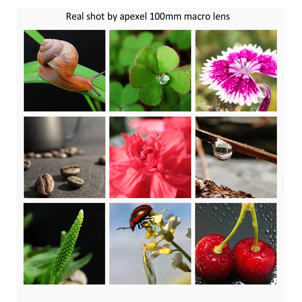 APEXEL 100mm Macro Lens Camera Phone Lens 4K HD Super Macro Lenses CPL Star Filter for iPhonex 13 pro Samsung s9 all smartphone