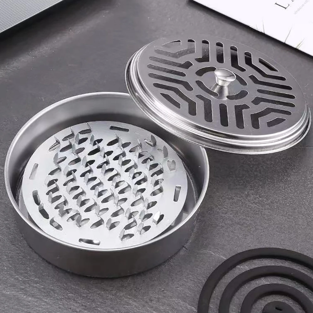 Mosquitoes Coil Box Holder Tray Frame With Mesh Stainless Steel Round Repellant Rack Plate for Spirals Incense Insect Remover