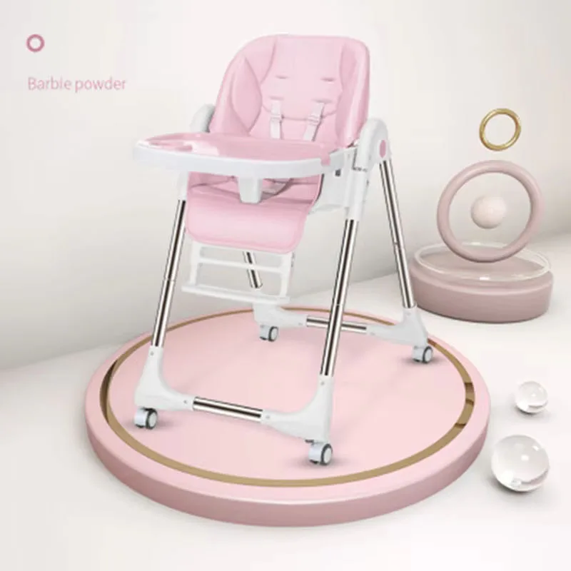 Portable Baby Dining Chair Household Foldable Multifunctional Dinner Table and Chairs with Wheels Children\'s Dining Chair