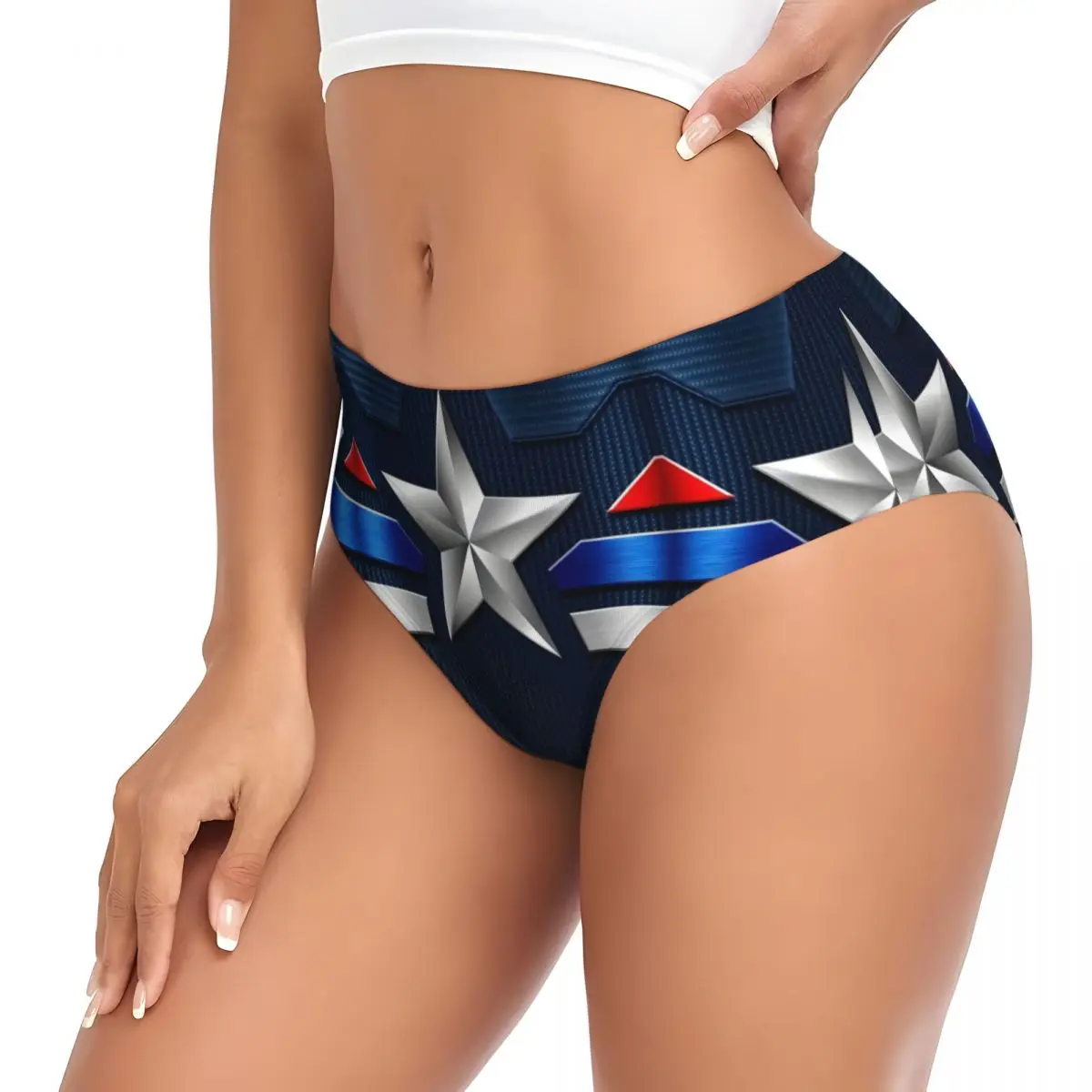 Женские короткие трусики с изображением Капитана Америки в стиле аниме, женское дышащее классическое нижнее белье, трусы