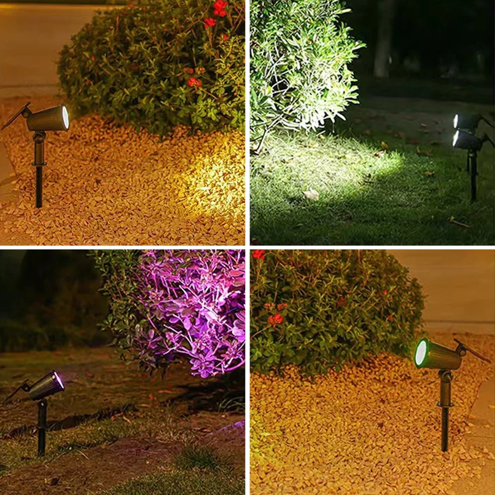 Imagem -06 - Brilho Ajustável Luz Solar Led ao ar Livre Ip65 Impermeável Jardim Quintal Palmeiras Tomada de Terra 12 Pcs