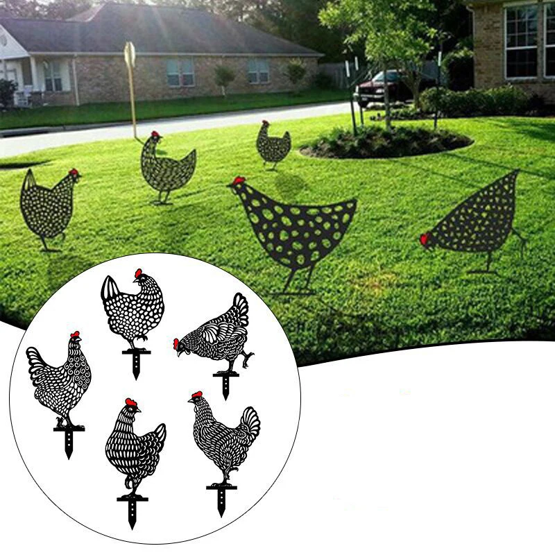 1Pc Yard Chicken Decor Ornaments Chicken Art Garden Decor Outdoor Garden Backyard Pile Acrylic Hen Patio Decoration Supplies