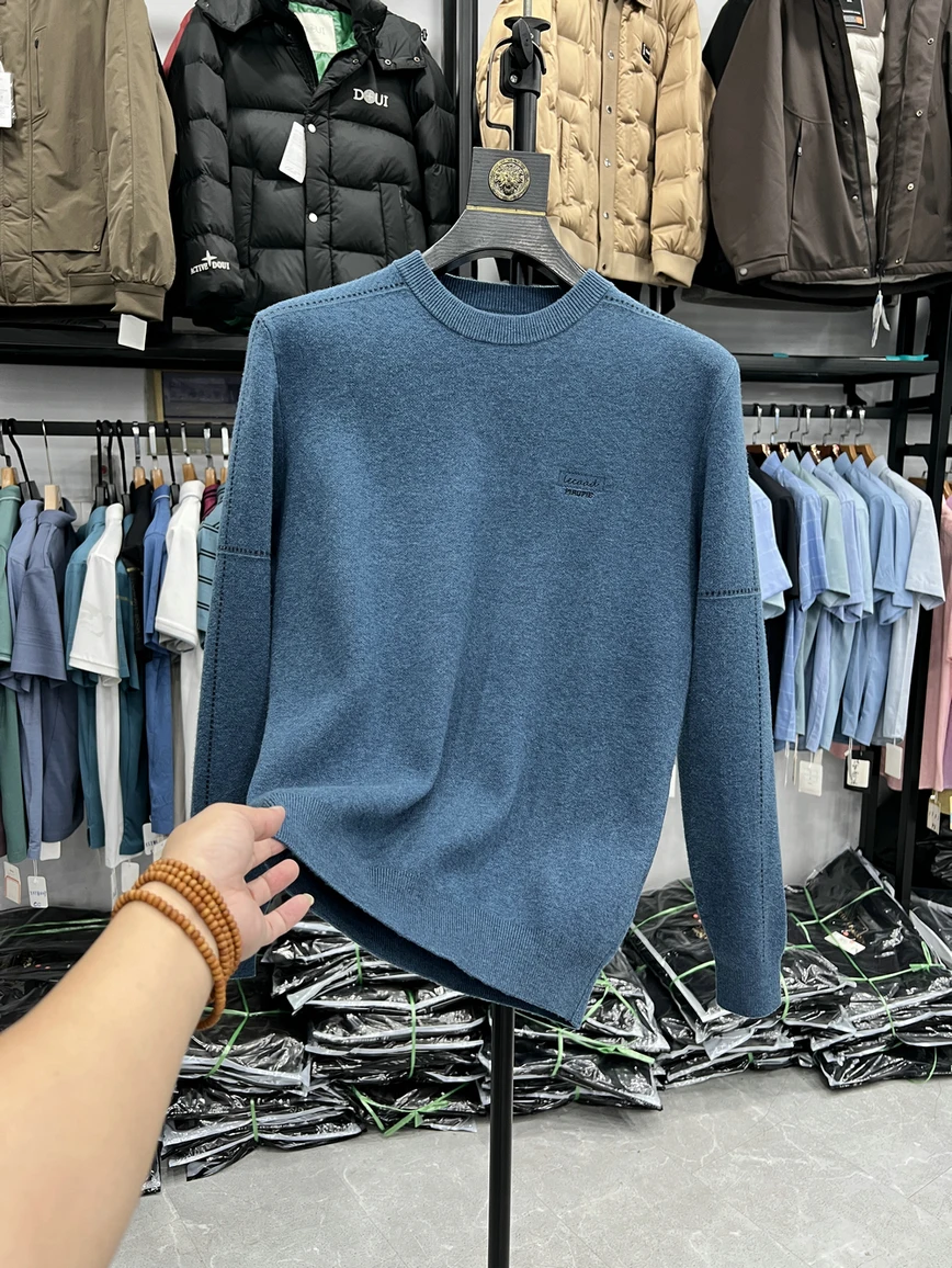 

Мужской вязаный свитер Thiened с начесом, теплый, повседневный, осенне-зимний, в стиле casual, для мужчин, одежда для пап, модный