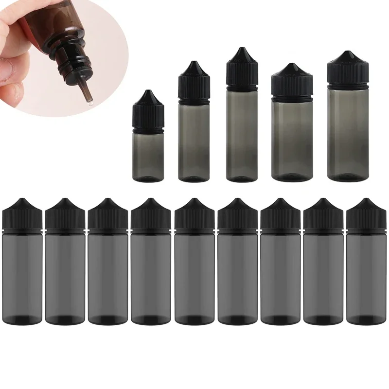 30 шт. 10 мл-120 мл пустые черные пластиковые бутылки-капельницы в форме ручки портативные мини-контейнеры для жидкости для глаз для путешествий жидкое масло