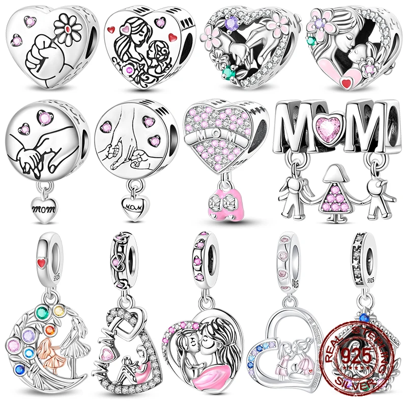 2025 Hot Sale 3D Parent-Child Charm Hand in Hand Bead Mother's Day Pendant Fit Bracelet Necklace DIY Jewelry Making