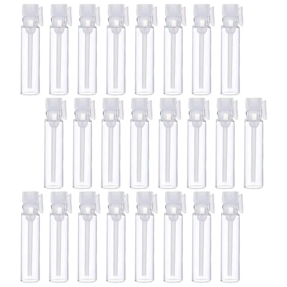 

100Pcs Mini Glass Bottles Refillable Perfume Vials Non-Slip Base Travel Accessory for Essential Oil Portable Sample Tubes