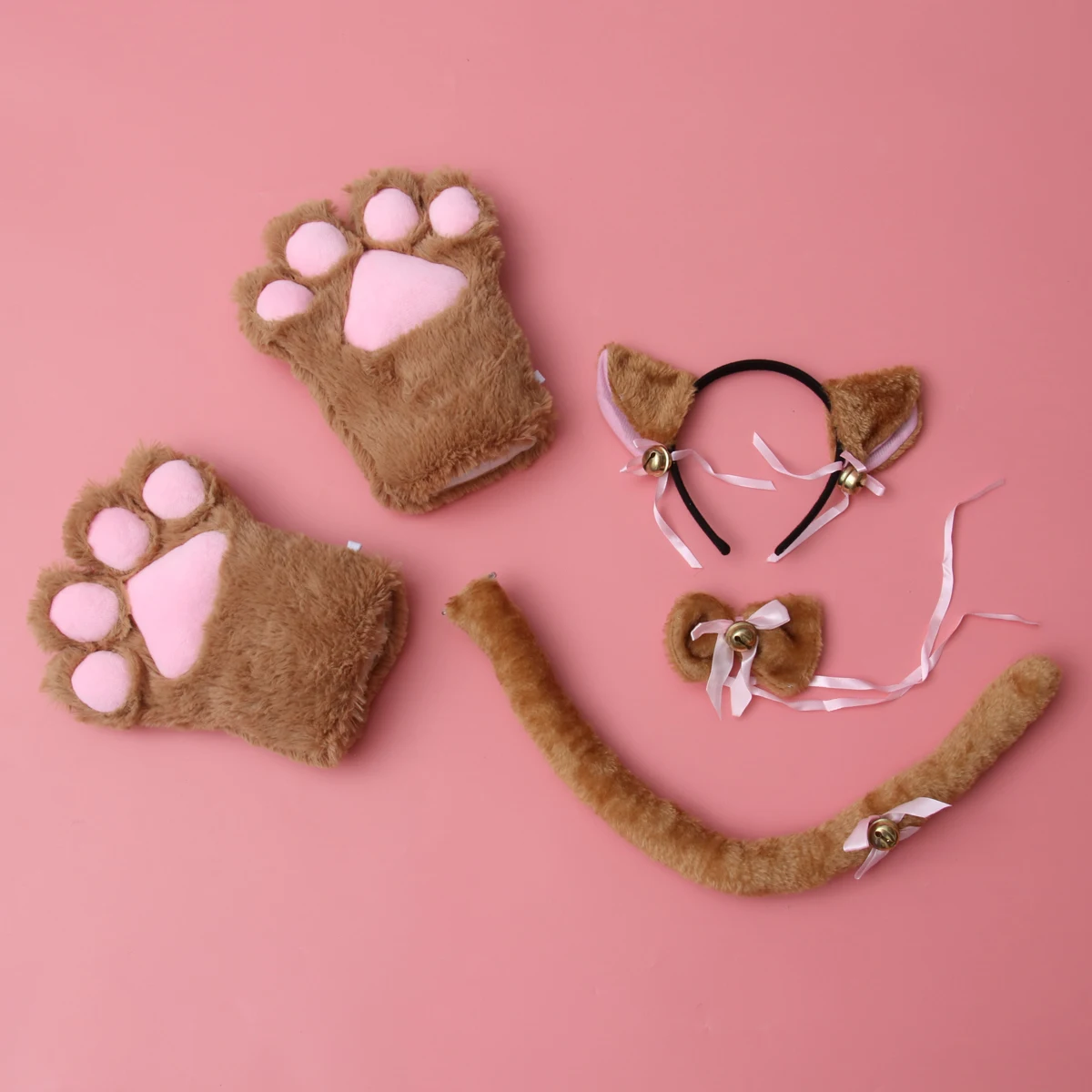 

5pcs Adorable Cat Cosplay Kit Cosplay Costume Adorable Kit Gloves Headb Collar Tail Party Accessories Halloween Costumes