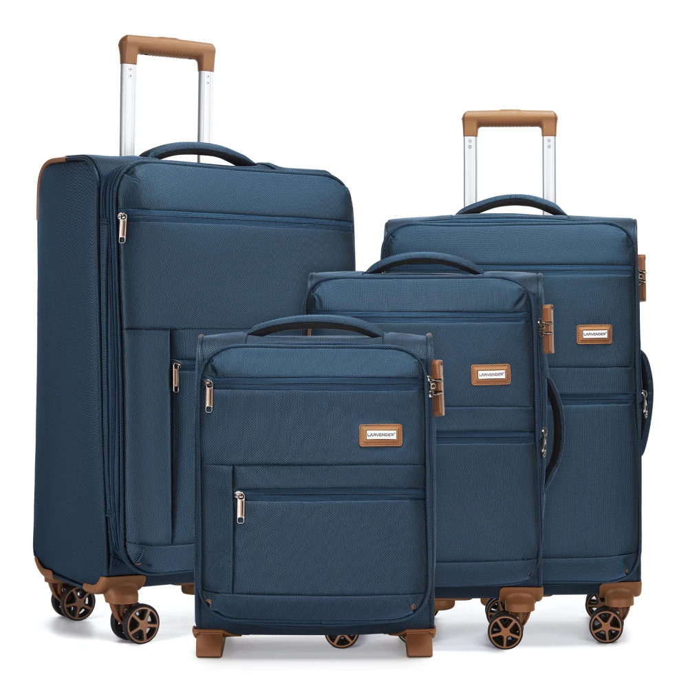 

4 Piece Softside Luggage Sets Expandable Suitcase with Spinner Wheels Lightweight Travel Luggage Set Navy Blue