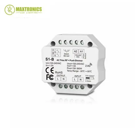 New S1-B LED Dimmer 220V 230V 110V PWM Dimer 2.4G RF Remote Control Push Switch 220V AC Triac Dimmer For LED Lamp Light Bulb