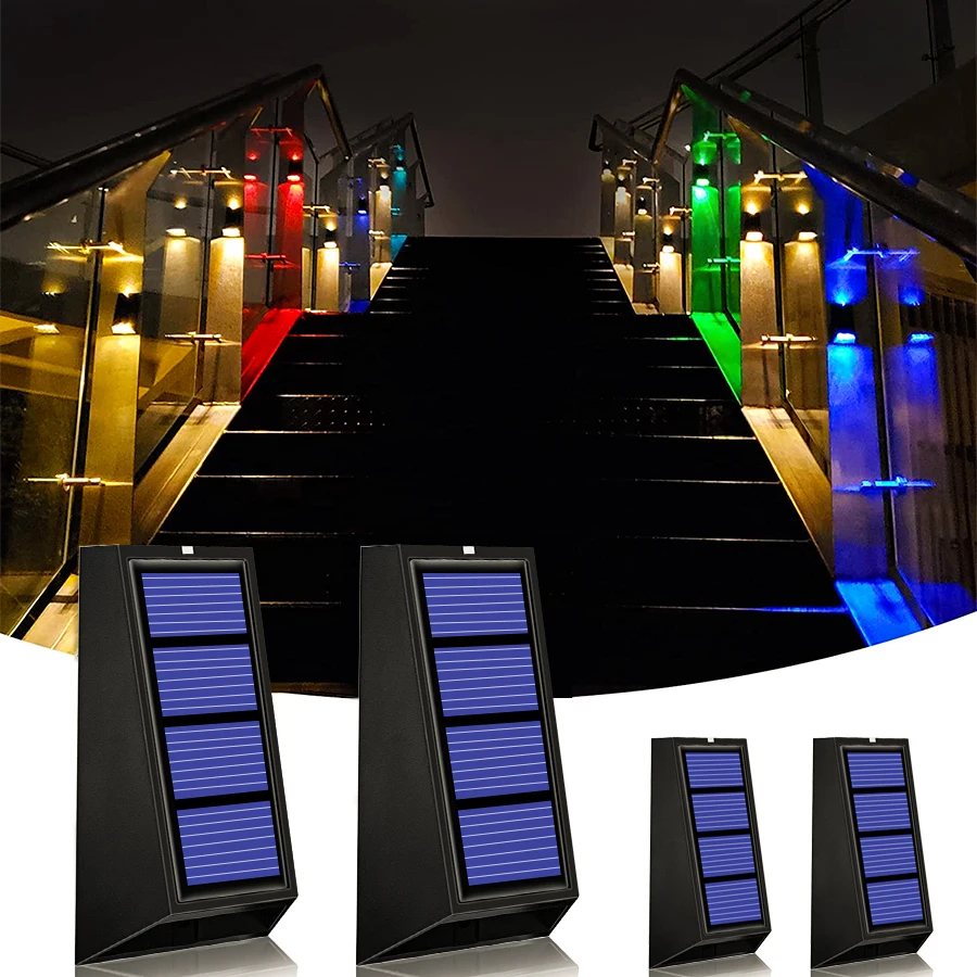 

Nice 8pcs Decoration Solar Garden Light RGB Color Changing Waterproof Wall Lamp Christmas Gift Solar Lighting For Walkway Fence