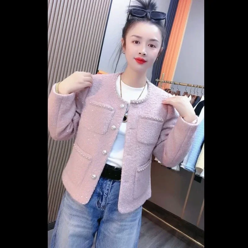 

Popular French Fragrance Jacket Heavy Industry Beads New Fashionable Temperament Celebrity Short Top