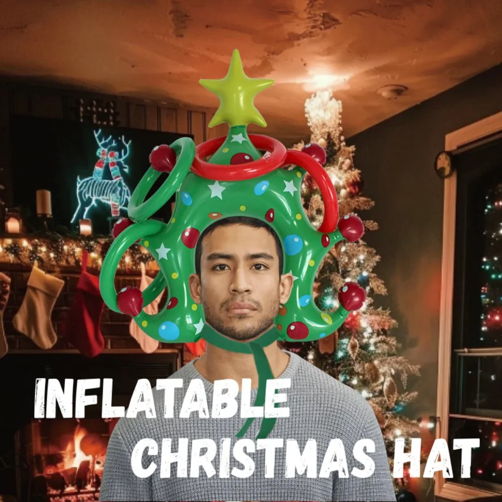 

Inflatable Inflatable Xmas Tree Headband Christmas Themed PVC Throwing Toy Carnival Games Ring-toss Games Set Christmas Party