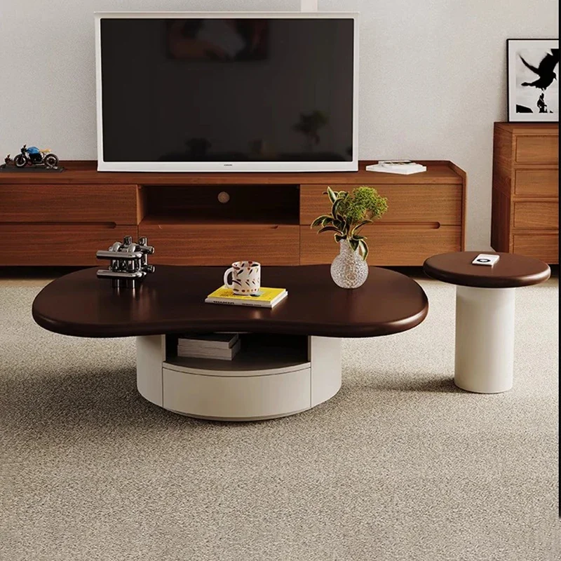 Wooden Oval Coffee Table Aesthetic Unique Apartamento Regale Side Table Italian Refrigerator Couchtisch Living Room Furniture