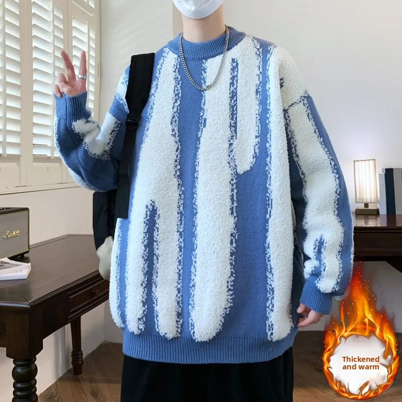 

Advanced Thi Knitted Sweater Faionable Loose Korean Sle Teenager Base Layer irt Warm Cozy Medium Gauge Long Sve ro...