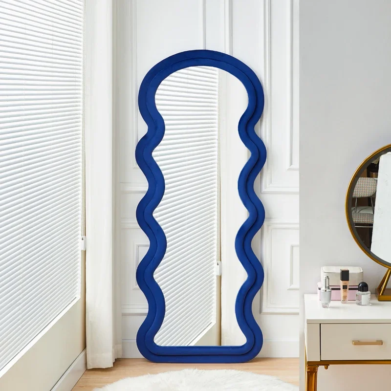 wave full-length mirror, European floor mirror, Korean style cream, ins-style dressing fitting mirror, specia