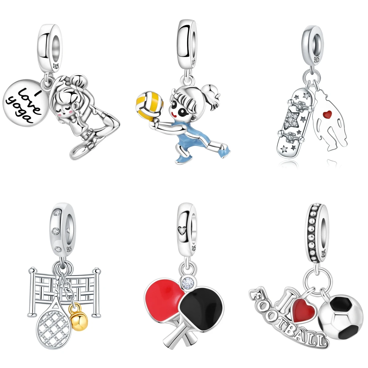 

PANPOKI 925 Sterling Silver Yoga Hobby Original Pendants Bracelet Charms Jewelry Party Beads DIY Trendy Gifts