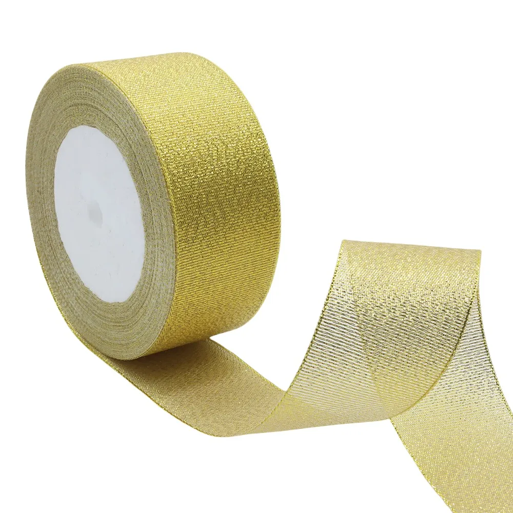 

5 Rolls 1-1/2'' 40MM 25Y/Roll Metallic Gold/Silver Ribbon Sparkly Ribbon DIY Craft Gifts Wrapping Home Decoration Wedding Party