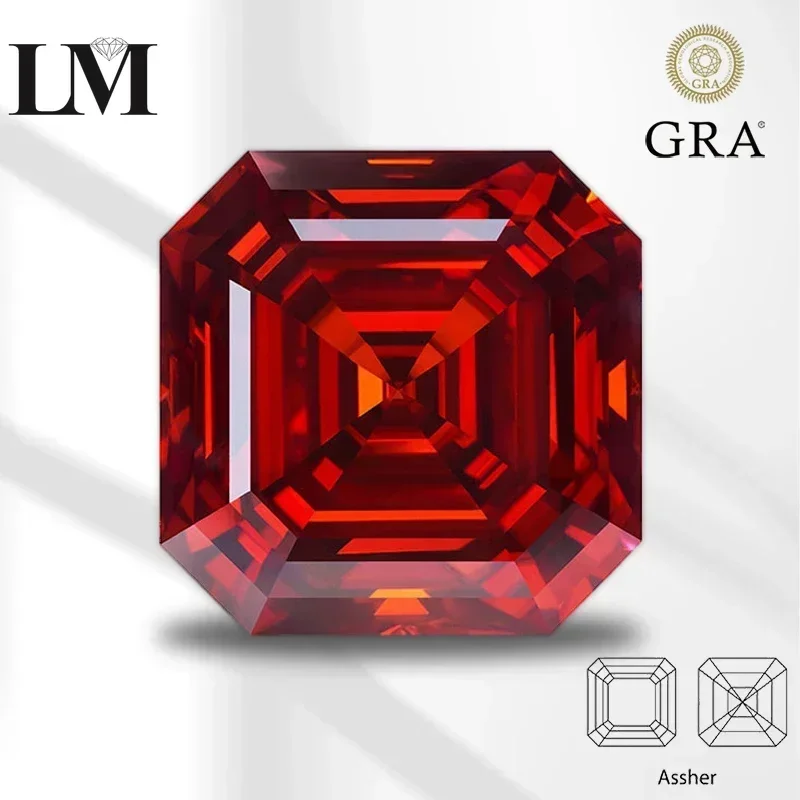 Moissanite Stone Multiple Colors Available  Asscher Cut For Diy Advanced Jewelry Pass Diamond Tester With GRA Certificate