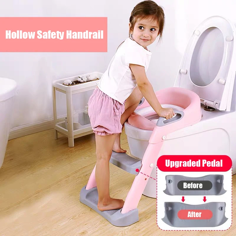 1-8 Years Children\'s Potty Baby Toilet Seat With Adjustable Ladder Infant Toilet Training Folding Seat Baby Potty Training Seat