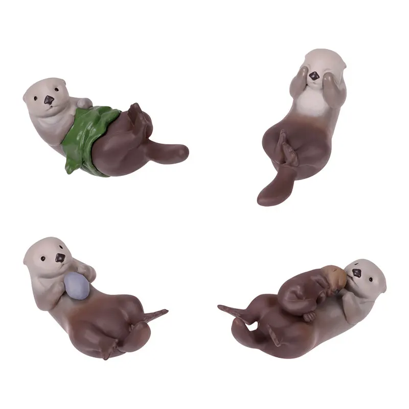 Autêntico tarlin ovo brinquedo epóxi sentado castor lontra estatueta bonito mini animal boneca brinquedos colecionáveis e hobbies figuras de ação