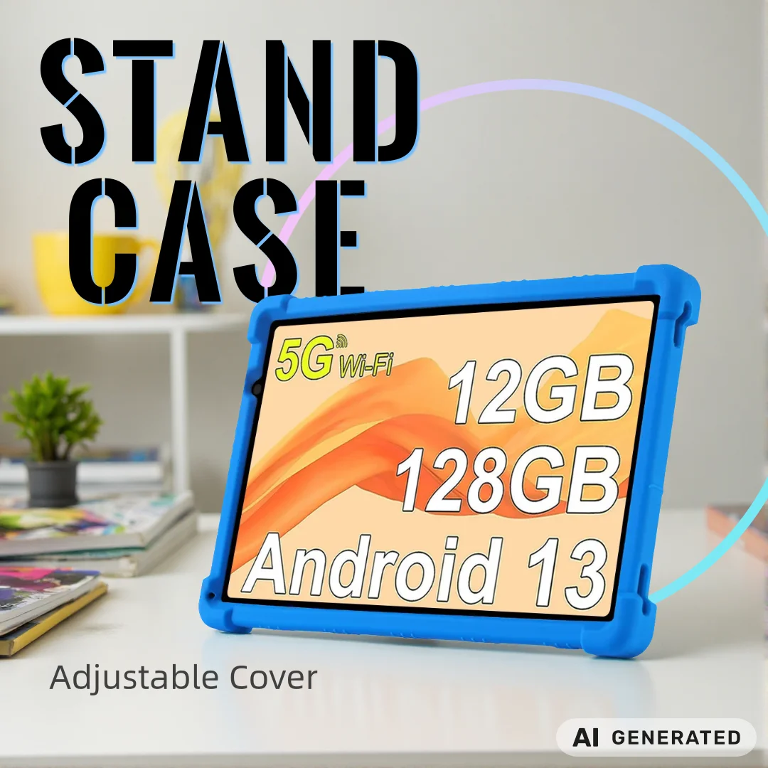 For Biegedy B22 10.1inch 5G Kids Tablet Case Android 14 Shockproof Soft Silicon Cover with Stand Protective Shell for Children