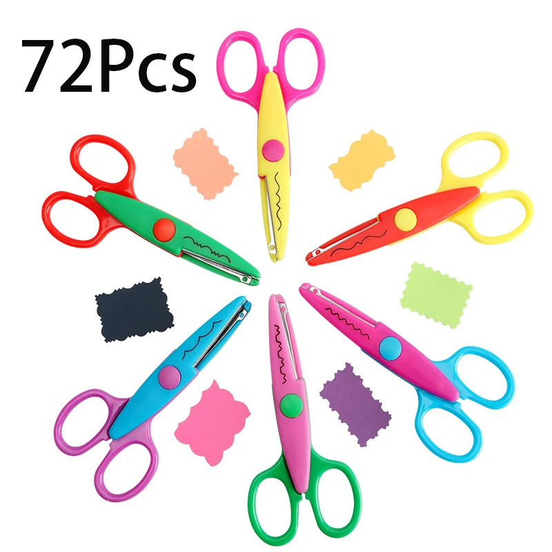 72Pcs DIY Decorative Craft Scissors Album Lace Scissors Card Photo Pattern Scissors for Kids Craft