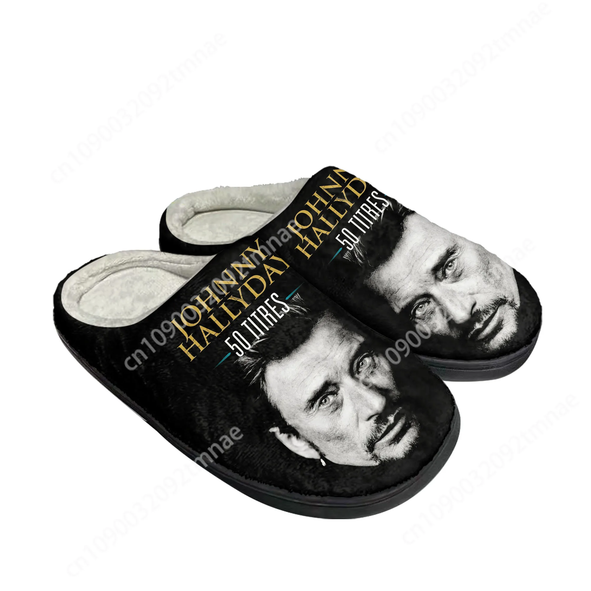 

Johnny Hallyday Rock Singer Home Cotton Custom Slippers Mens Women Sandals Plush Casual Keep Warm Shoes Non-Slip Thermal Slipper