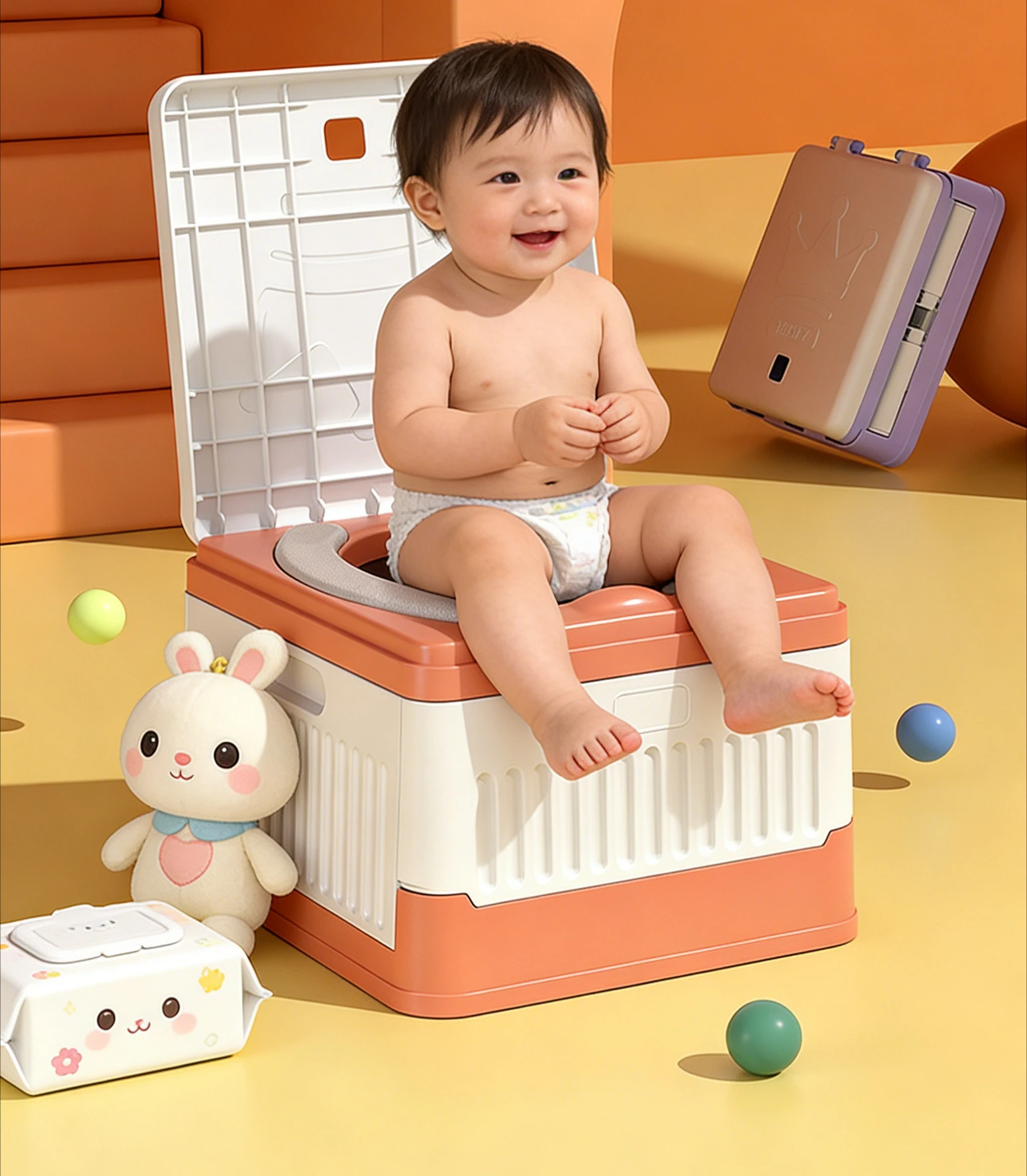 

Детский складной портативный туалет для приучения к горшку, однотонный, для автомобиля и активного отдыха